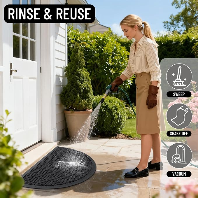 OLANLY Half Circle Door Mat Outside Entrance 29.5x17, Heavy Duty Sturdy Natural - Image 7