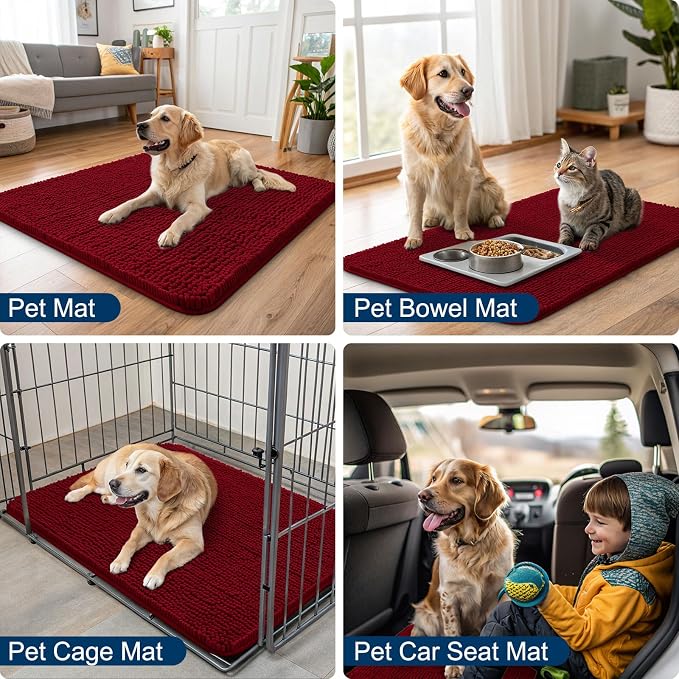 Smiry Dog Door Mat for Muddy Paws 70x35, Absorbent Dirt Trapper, Non-Slip - Image 6
