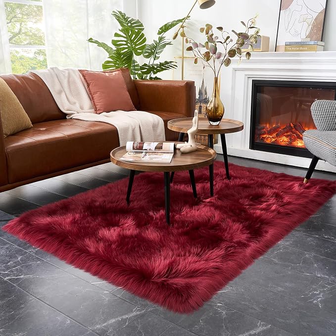 EasyJoy Ultra Soft Fluffy Shaggy Area Rug Faux Fur Rug Chair Cover Seat Pad - Image 5