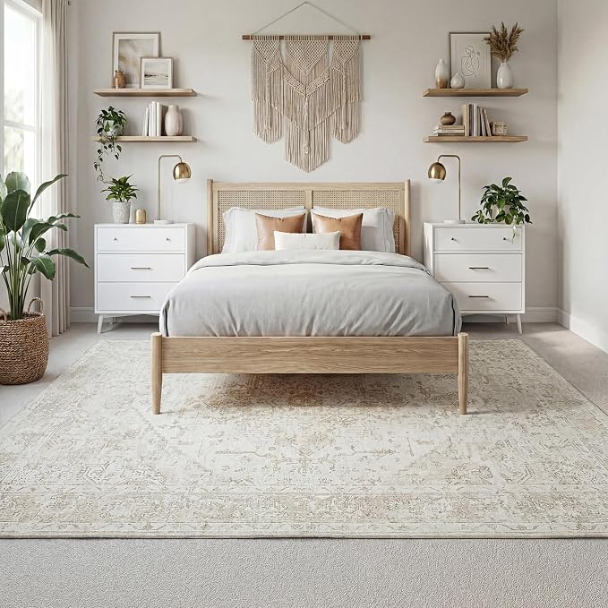 Washable Rugs 8x10 Area Rugs for Living Room, Ultra Soft Faux Wool Retro Carpets - Image 5
