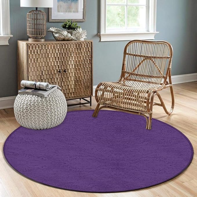 Machine Washable Modern Round Area Rug, Room Sofa Yoga Soft Round Carpet - Image 3