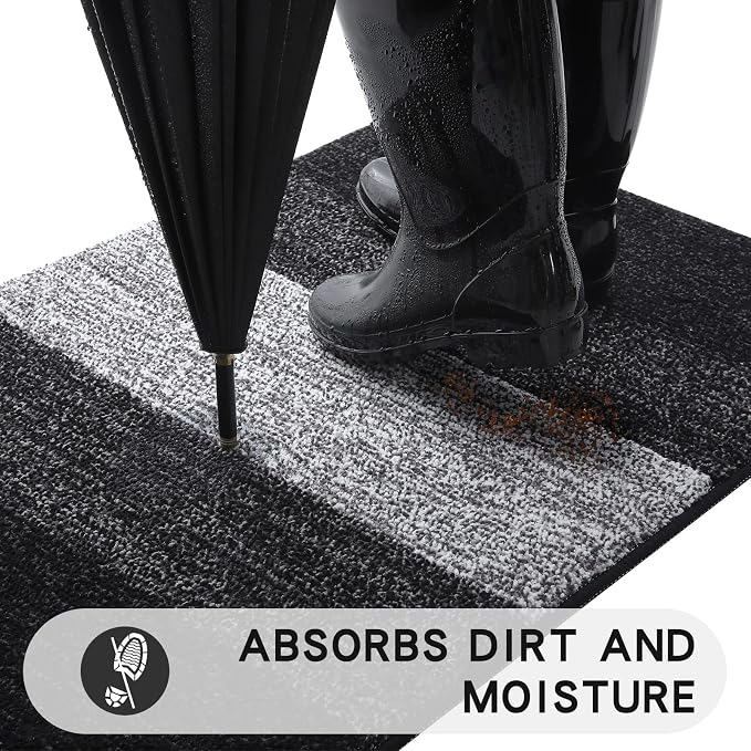 Kitinjoy Indoor Outdoor Door Mat, 44x24 Non-Slip Absorbent Dirt Trapper - Image 2