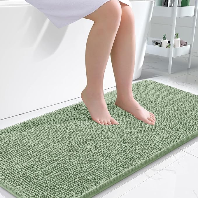 OLANLY Bathroom Runner Rugs 47x24, Soft Absorbent Chenille Bath Rugs, Rubber by OLANLY