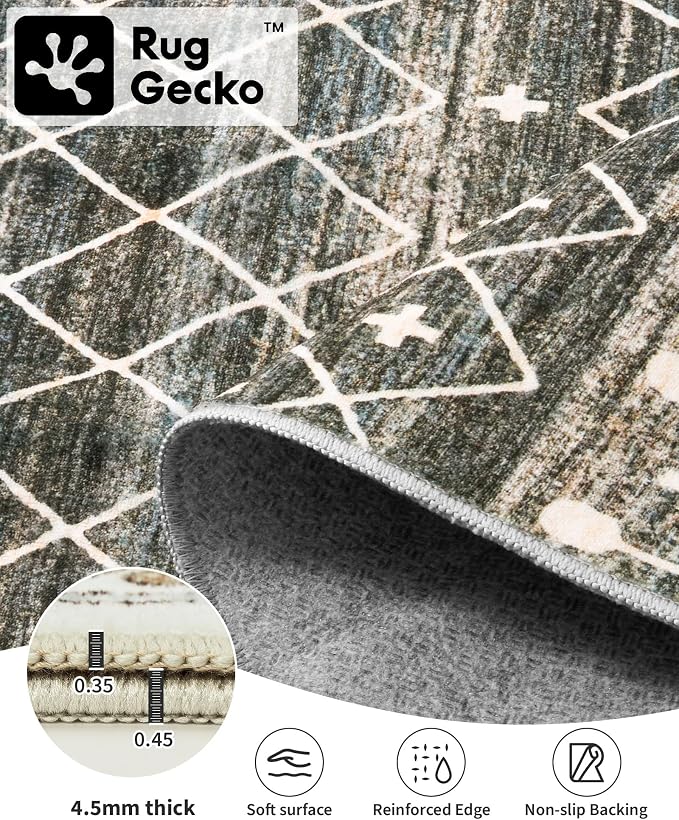 Miukiki Round Rugs 8ft Washable Moroccan Circle Rug - Image 3