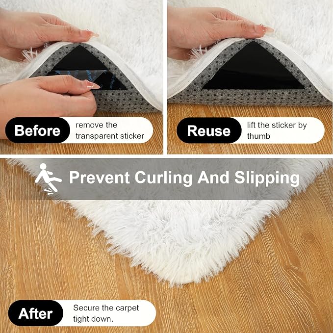 Cream White Rugs for Bedroom, 2x3 Fluffy Area Rugs for Living Room, Small Fuzzy - Image 3