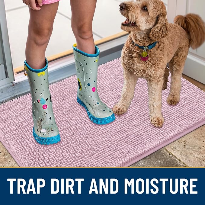 Smiry Dog Door Mat for Muddy Paws 47x32, Absorbent Dirt Trapper, Non-Slip - Image 3