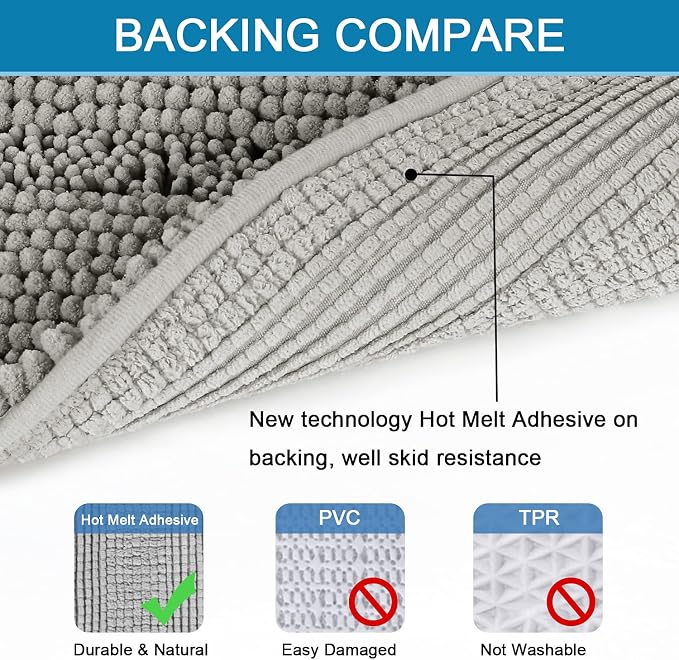 H.VERSAILTEX Bath Rugs for Bathroom Non Slip Bath Mats Extra Thick Chenille - Image 4