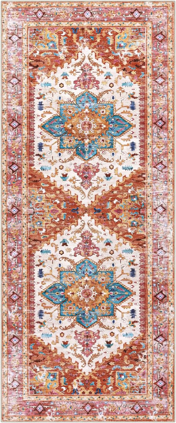 Yamaziot Washable Runner Rug, 2x5 Non-Slip Boho Vintage Hallway Rug Runner - Image 3