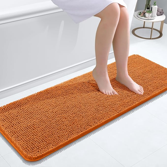 OLANLY Bathroom Runner Rugs 47x17, Extra Soft Absorbent Chenille Bath Rugs by OLANLY