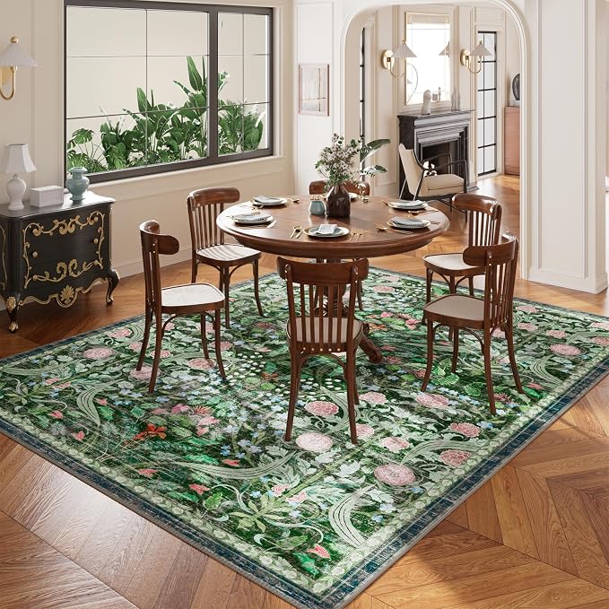 AMTOVO 6x9 Washable Area Rugs for Living Room, Non-Slip Large Soft Boho Floral - Image 3