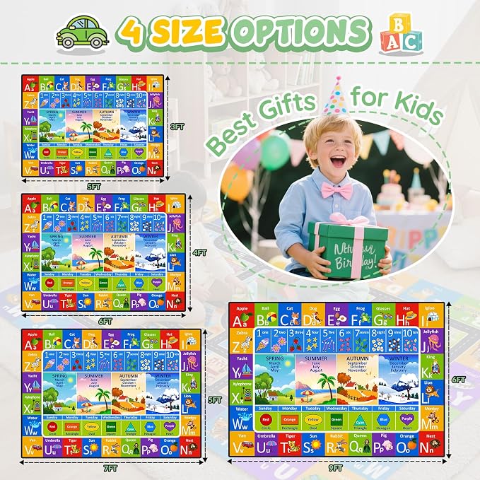 Kids Rug for Playroom, Educational Learning Play Mat, Soft Non-Slip Machine - Image 5