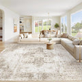 Area Rug 8x10 Washable Rug, Vintage Boho Medallion Rugs Non-Slip Soft Low Pile by VECARF