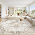 Area Rug 9x12 Washable Rug, Vintage Boho Medallion Rugs Non-Slip Soft Low Pile by VECARF