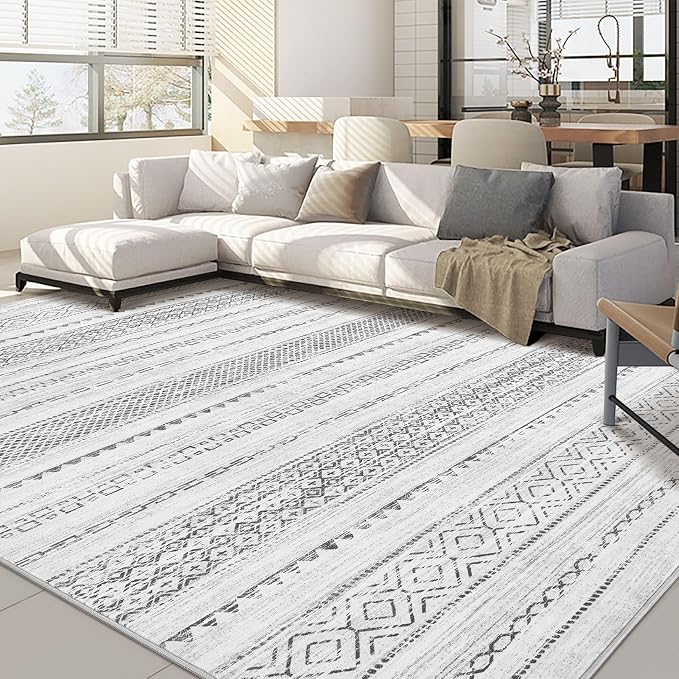Nakagishi Area Rugs 8x10 Living Room: Washable Boho Large Neutral Soft by NakagishiAreaRug