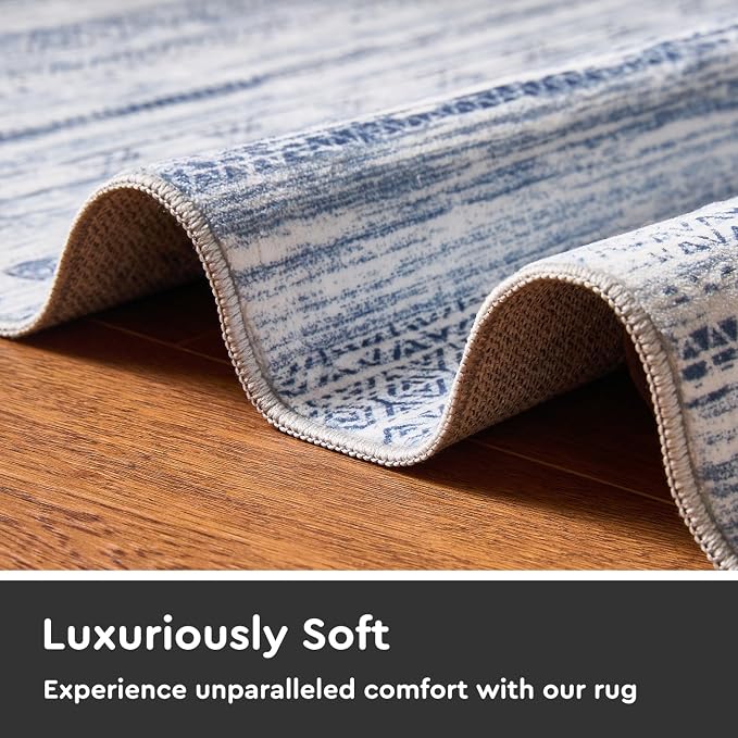 2x10 Runner Rug Machine Washable Non Slip Area Rug Distressed Neutral Moroccan - Image 4