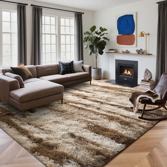 7x10 Ft Extra Large Shag Rugs for Living Room, Tie Dyed Ultra Soft Fluffy Furry - Image 2