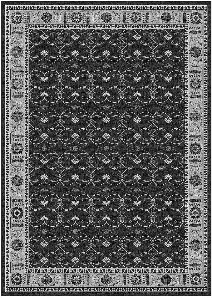 Rugxara 8x10 Washable Area Rug for Living Room, Extra Large Black Vintage Boho - Image 4