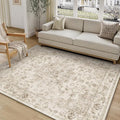 5x7 Washable Neutral Area Rug Beige Vintage Living Room Bedroom Carpet Non-Slip by WondRg