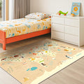 Kids Bedroom Rug with World Map & Animals – 4x6 Educational Washable Play Mat by HazoHaus