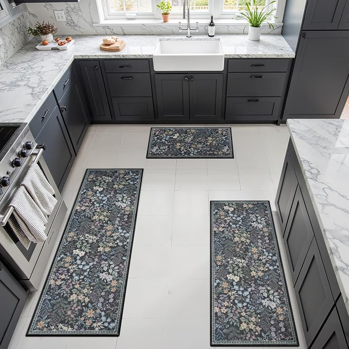 GRANNY SAYS Boho Kitchen Rug Sets of 3, Non Slip Washable Faux Wool Kitchen Mats - Image 7