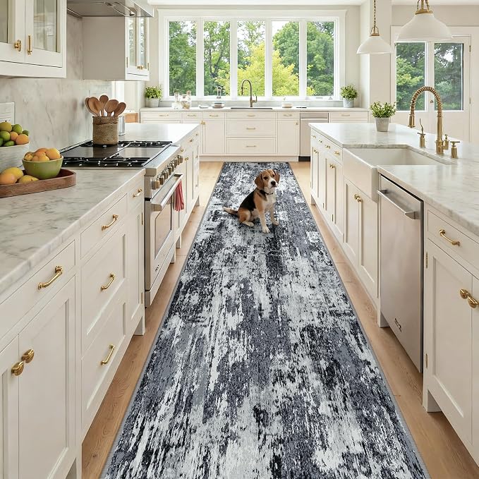 RELEANY Washable Area Rugs 3x12 Non-Slip Modern Abstract Soft by RELEANY