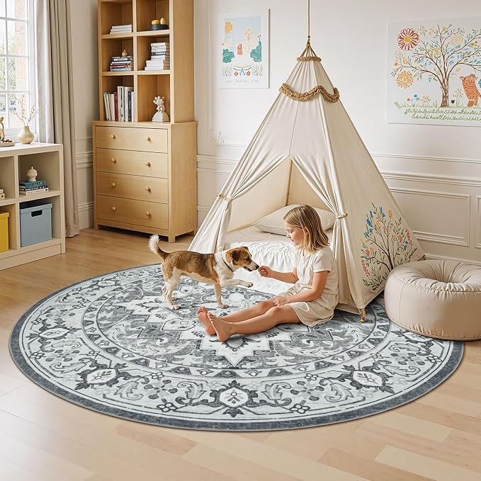 Lessymo 6FT Washable Round Area Rugs - Image 4