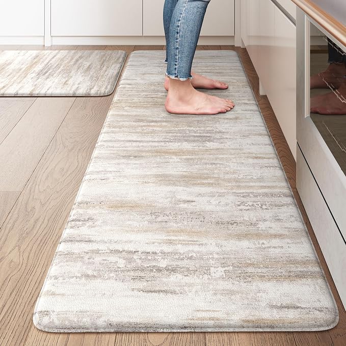 KIMODE Kitchen Mats Cushioned Anti Fatigue, Abstract Kitchen Rugs Sets of 2 by StayinComfortCookwithJoy