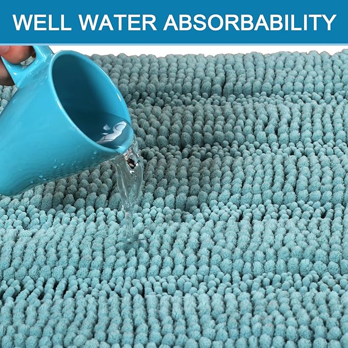 H.VERSAILTEX Bath Mats for Bathroom Non Slip Extra Thick Chenille Striped Bath - Image 5