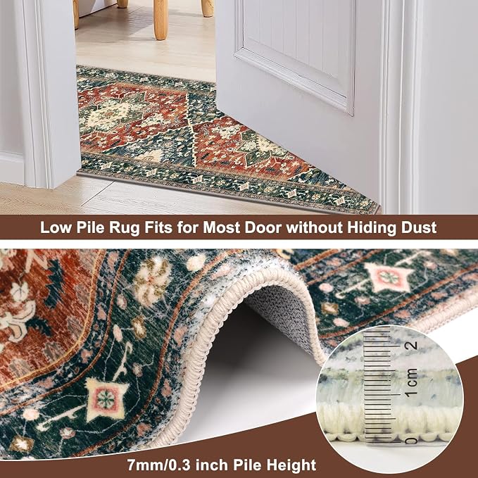 Yamaziot Washable Runner Rug, 3x8 Non-Slip Boho Vintage Hallway Rug - Image 3