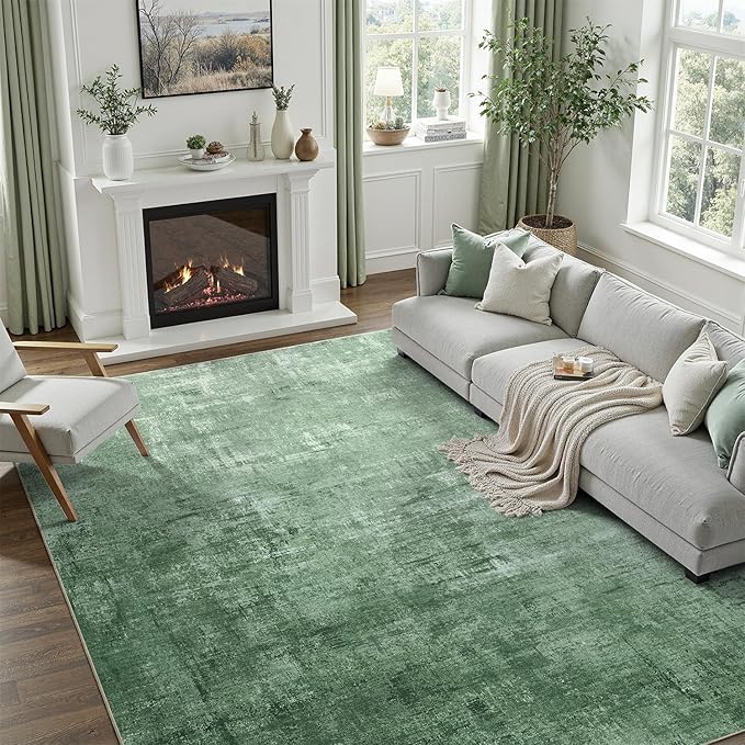 DCX Abstract Area Rug 6x9, Washable Green Modern Rug by DCXWashableRug
