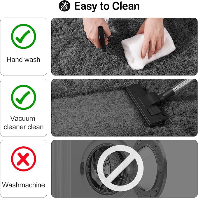 qulint 2x3 Rug for Bedroom, Soft Shag Dark Grey Besides Rug Fuzzy Shaggy Small - Image 4