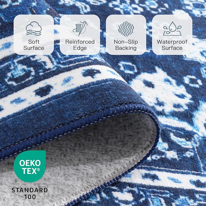 Lofus 9x12 Area Rugs for Living Room, Machine Washable Non-Slip Area Rug - Image 4