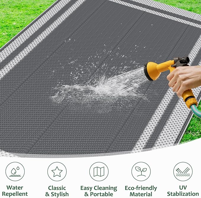 HappyTrends, Outdoor Rug, Patio Rug, Reversible Portable Plastic Straw Rug - Image 5