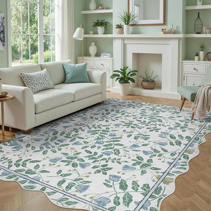 DCX Washable Botanical Floral Rug 5x7, Non Slip Low Pile Carpet - Image 2