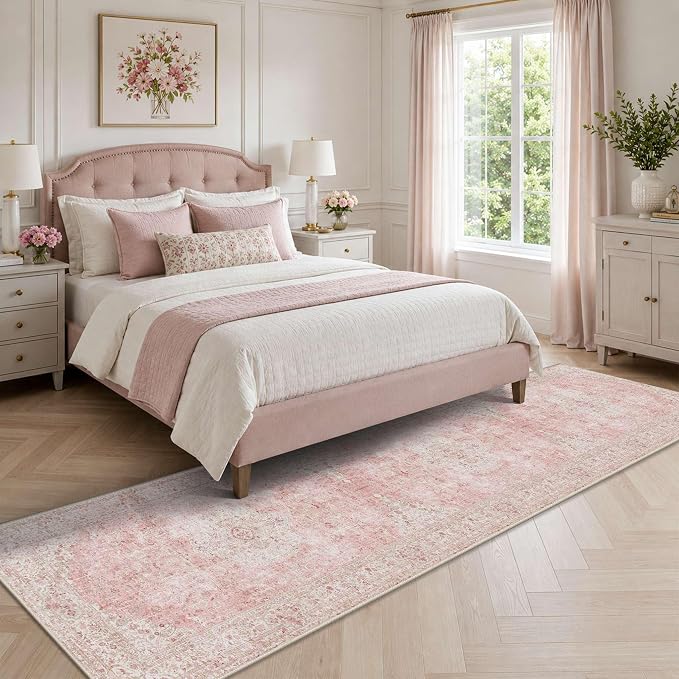 Latte&Fog Pink 2x10 Kitchen Runner Rug Non Slip, Washable Long Runner Rugs - Image 2