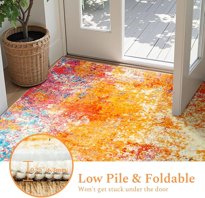 Rugflix Round Area Rugs 8Ft for Living Room, Washable Circle Rug - Image 6