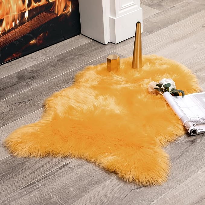 MIULEE Luxury Super Soft Fluffy Area Rug Faux Fur Sheepskin Rug Decorative by MIULEE