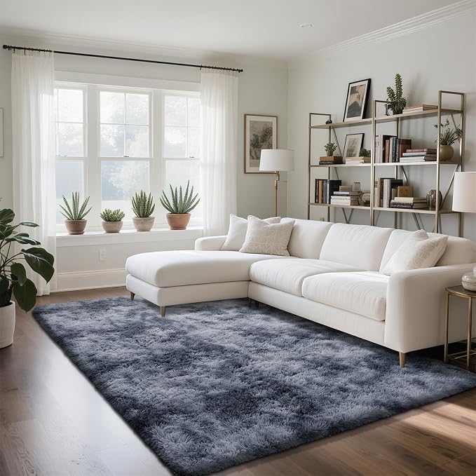 yongyangjuxin Fluffy Rug Shag Area Rug, Mottling Dark Grey 6x9 Area Rugs - Image 2