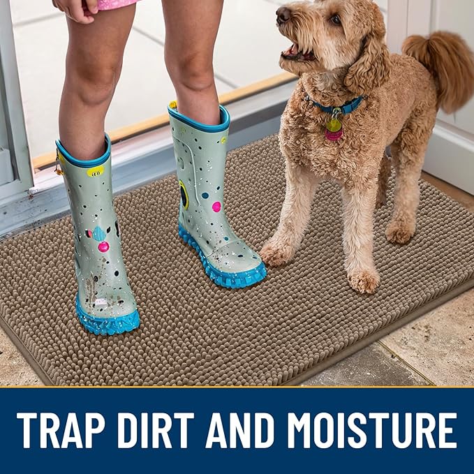 Smiry Dog Door Mat for Muddy Paws 30x20, Absorbent Dirt Trapper, Non-Slip - Image 3