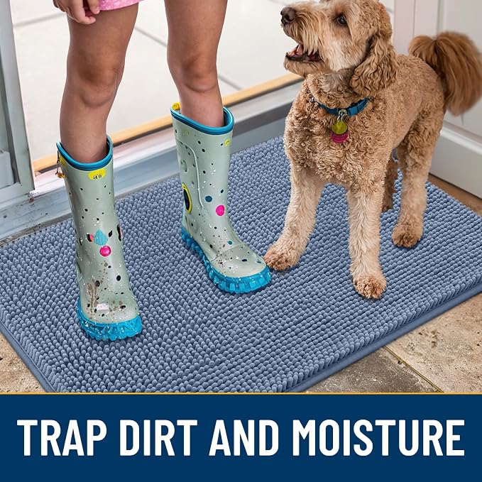 Smiry Dog Door Mat for Muddy Paws 40x32, Absorbent Dirt Trapper, Non-Slip - Image 3