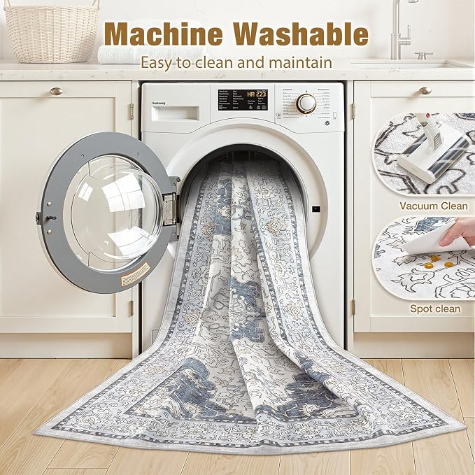 cotiled 4x6 Area Rug Machine Washable Vintage Carpet - Image 3
