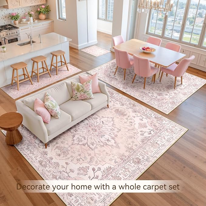 RELEANY Area Rugs Runner 2'x8' Washable Non-Slip, Floral Vintage Distress - Image 8