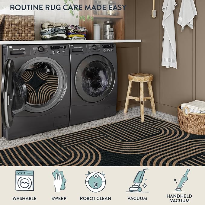 Lahome Enfys Modern Geometric Easy Jute Rug, 6x9 Area Rugs - Image 5