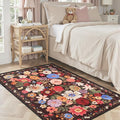Floral Machine Washable Rug 3x5 Espresso, Non Slip Soft Bedroom Rug by WelcometoBabovid
