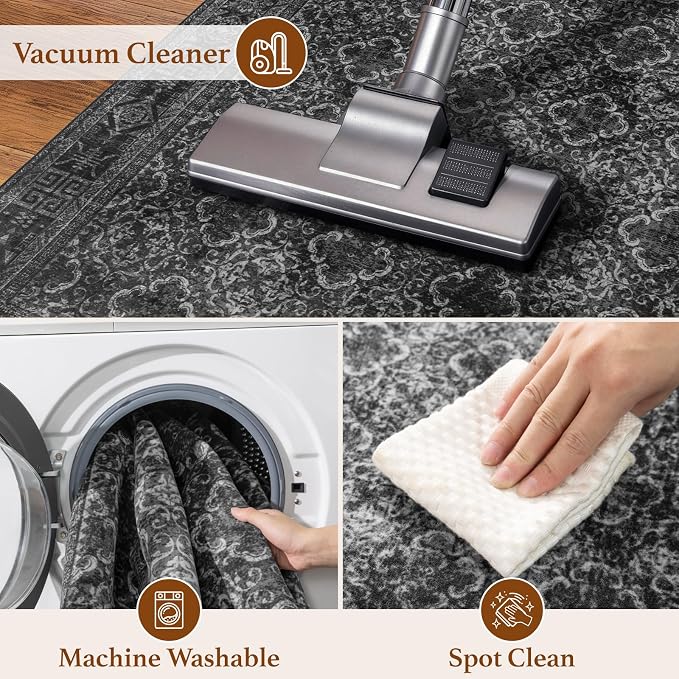 LIANLAM 2x3 Washable Area Rug, Vintage Boho Traditional Pattern, Non-Slip Stain - Image 6