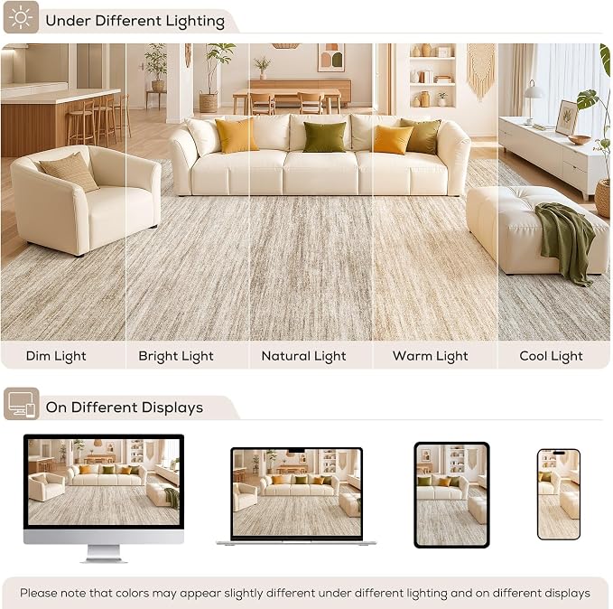 Nakagishi 7X9 Area Rugs Living Room: Washable Large Vintage Rug Neutral - Image 9