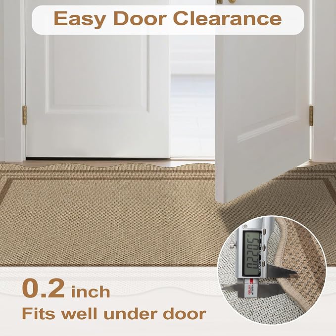 Easy Jute Front Door Mat, 2.6x4 Washable Entryway Rug Non Slip Small Kitchen Rug - Image 6