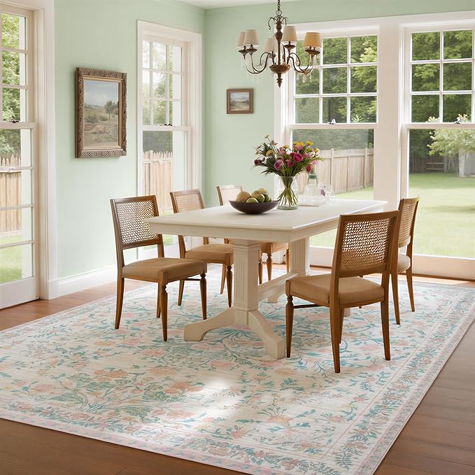 Washable Rugs 8x10 Area Rugs for Living Room, Ultra Soft Faux Wool Retro Carpets - Image 5