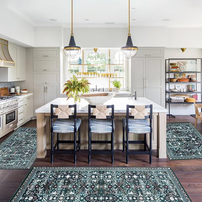 Sofort Kitchen Rugs Set of 3, Botanical Non Slip Washable Kitchen Mats - Image 3