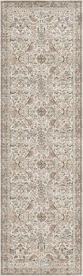 Boho 3x10 Moss Green Wide Hallway Runner Rug 10 ft, Washable Extra Long Runner - Image 3